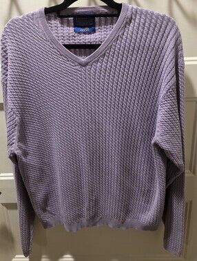 Pendleton 100% Cotton Textured Knit Sweater – Lavender – XL – Made in Japan